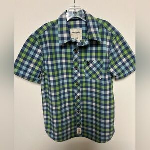 ABERCROMBIE & FITCH BOYS SIZE 13/14 BLUE AND GREEN CHECKED SHORT SLEEVE SHIRT